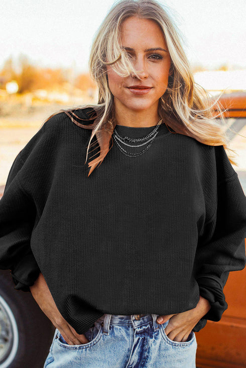 Ribbed Corduroy Oversized Sweatshirt